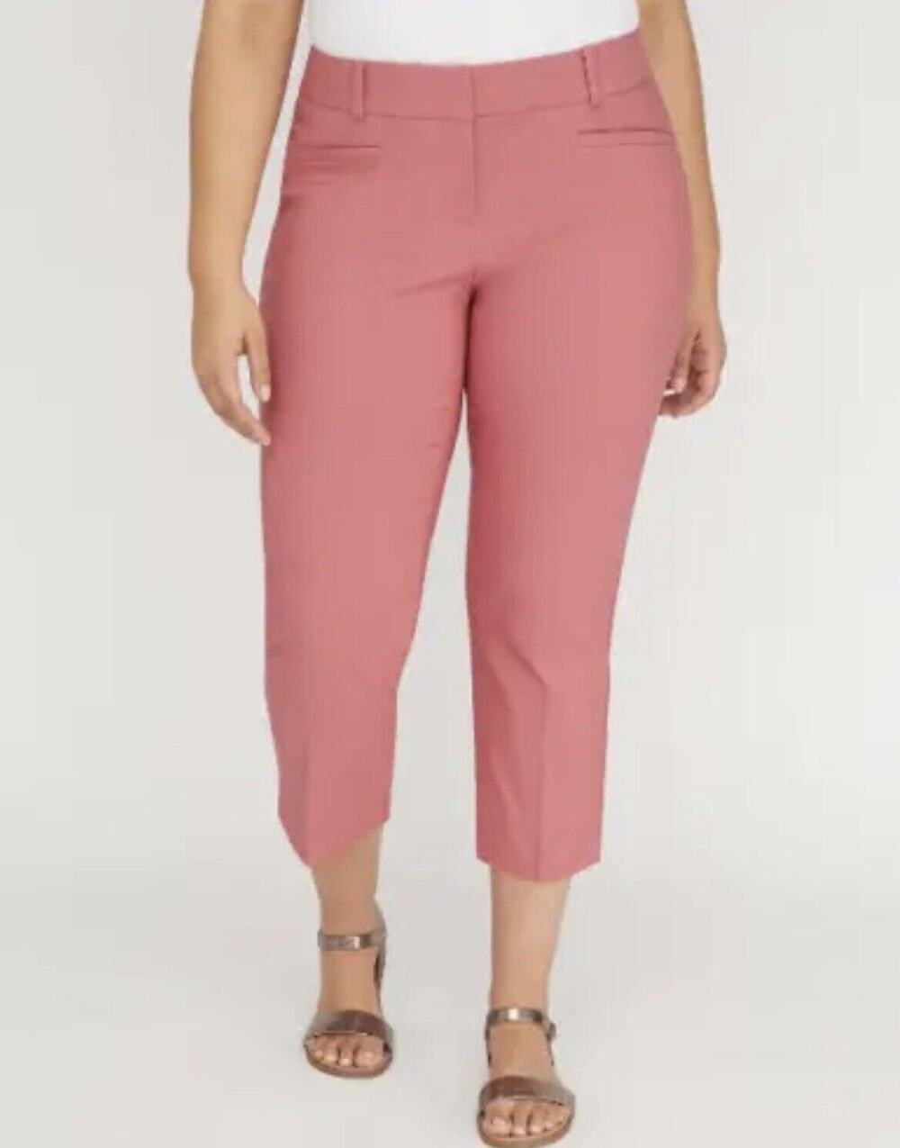 Lane Bryant The Allie Slim Crop Rose Pink Pants Sexy Stretch Women Sz 28 NWT NEW